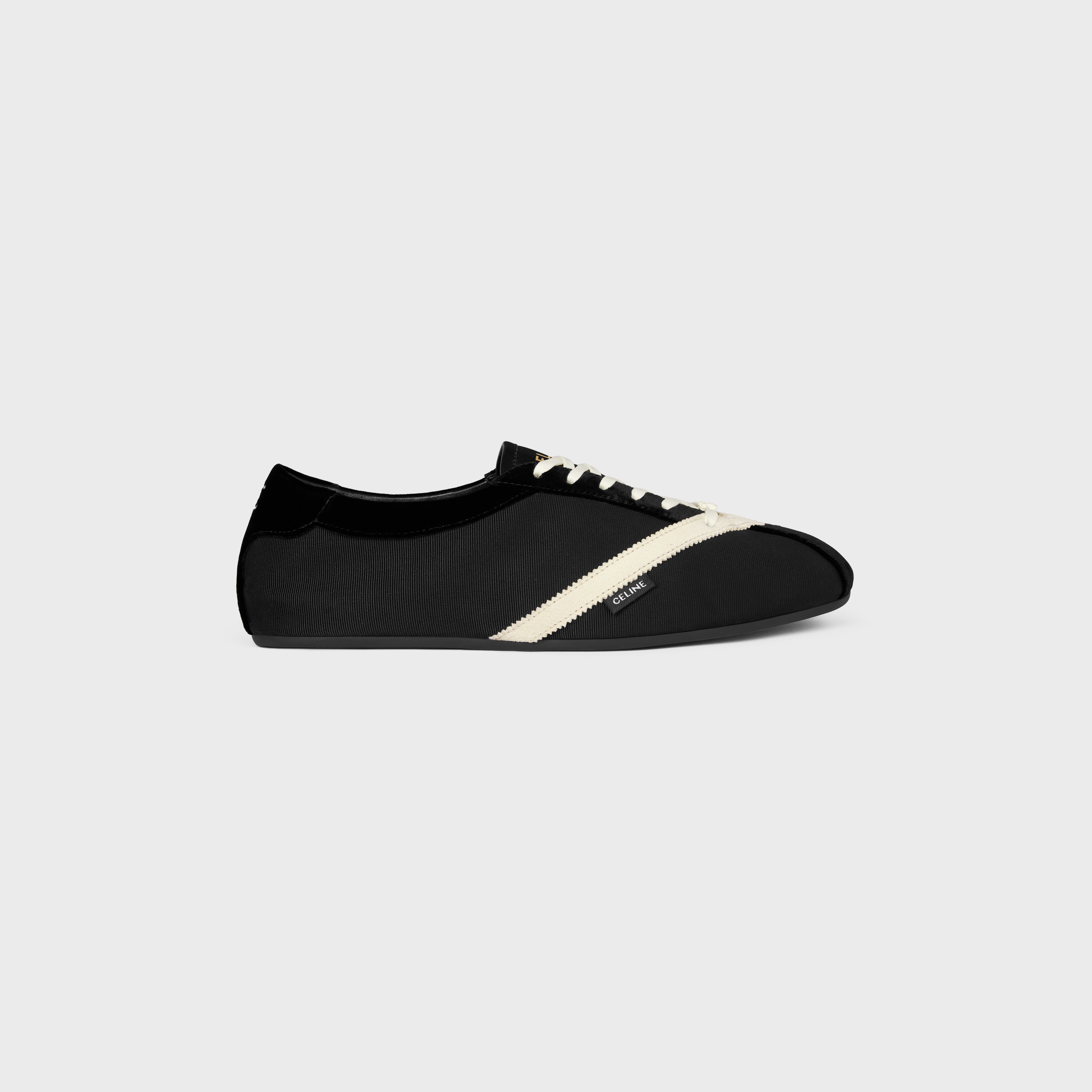 THE FLAT SNEAKER IN GROS GRAIN, VELVET, SUEDE GOATSKIN AND